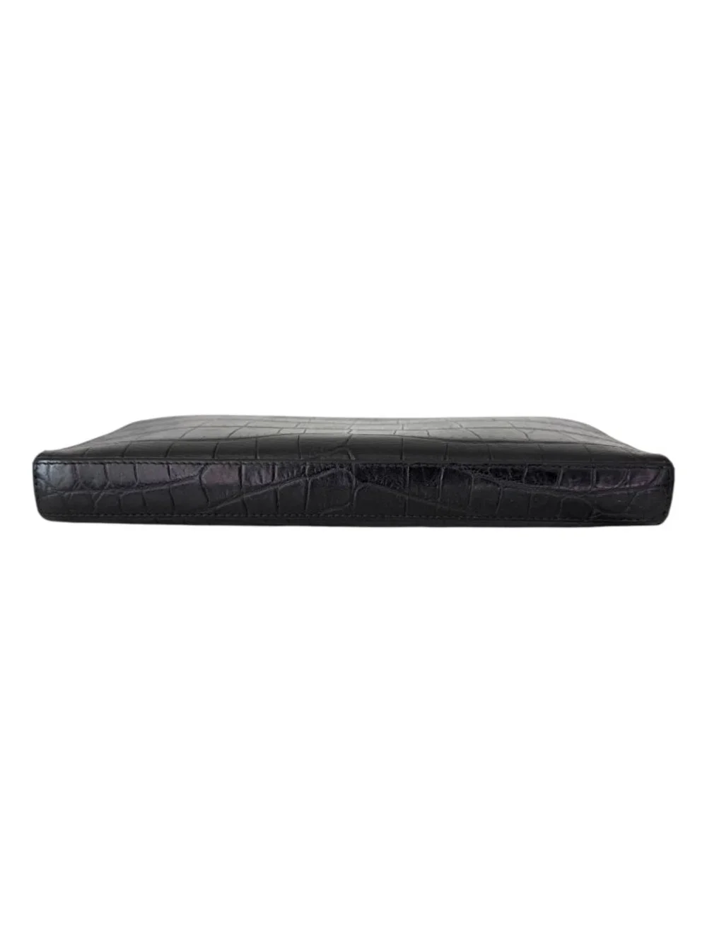 Saint Laurent Black Crocodile-Embossed Paris Zip Around Wallet